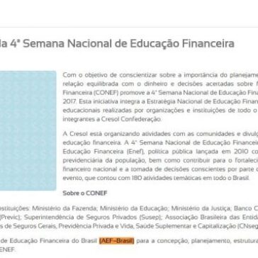 Cooperativas Cresol participam da 4ª Semana Nacional de Educação Financeira – Easy Coop